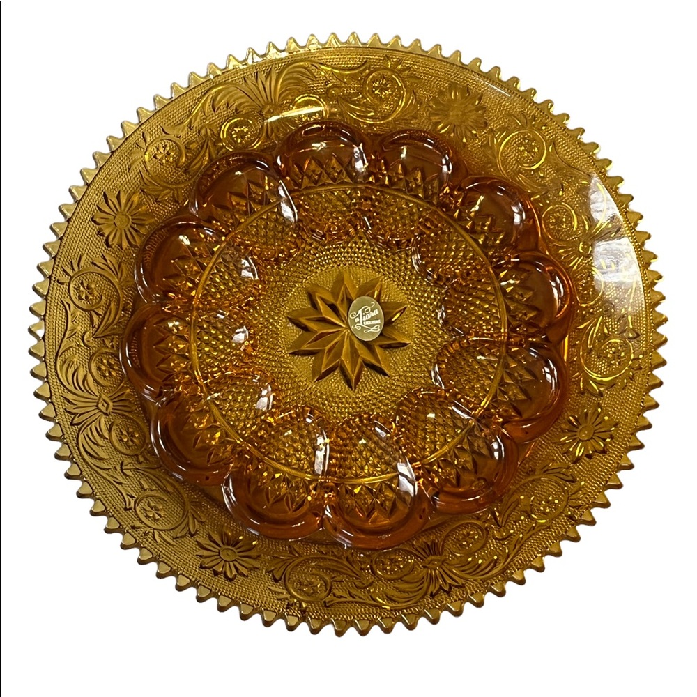 Vintage amber Tiara glass egg plate